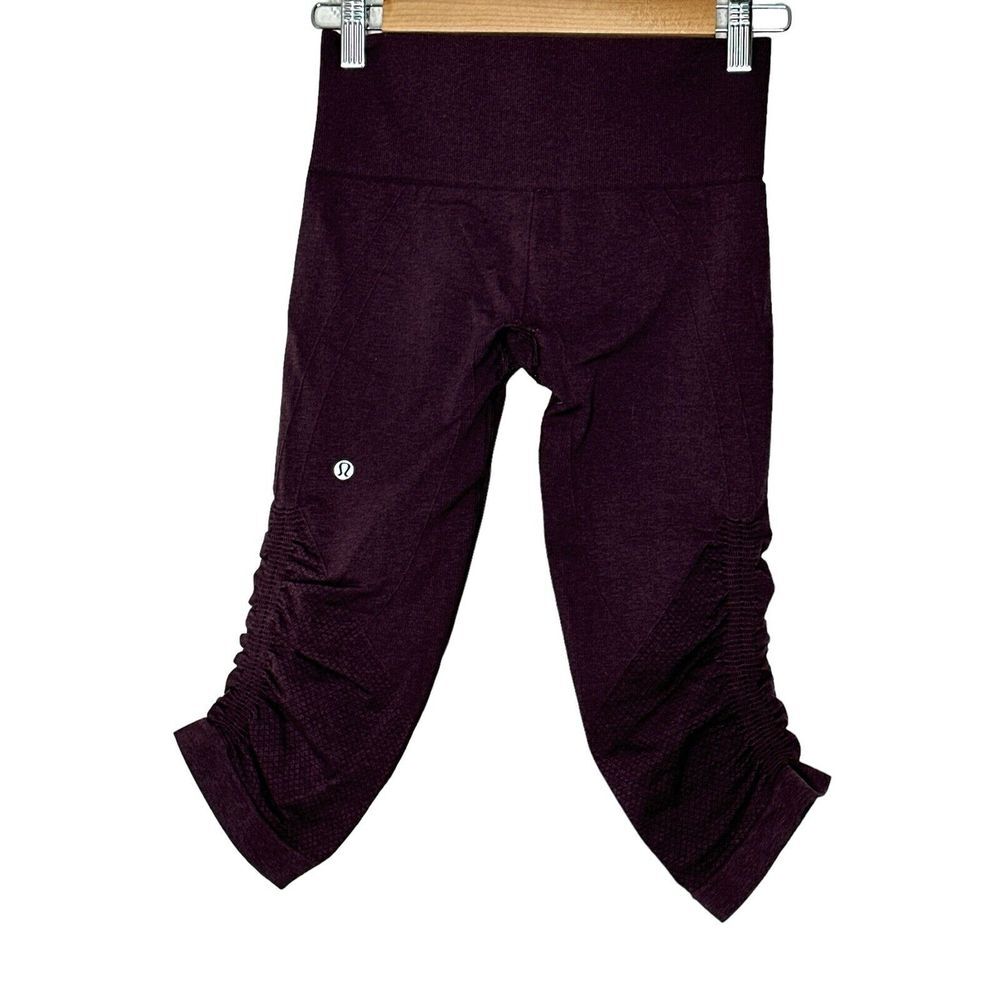 Lululemon Leggings Women's Crop Burgundy Yoga Athletic Hiking Size‎ 4 - Picture 1 of 4